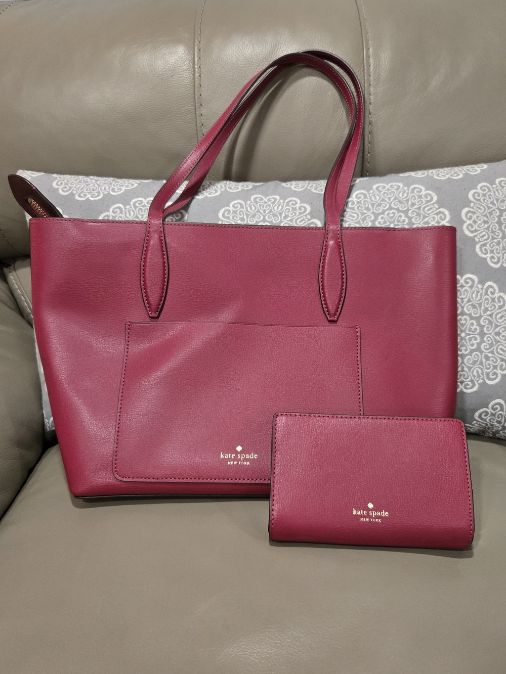 kate spade New York Pink Leather Tote with Wallet